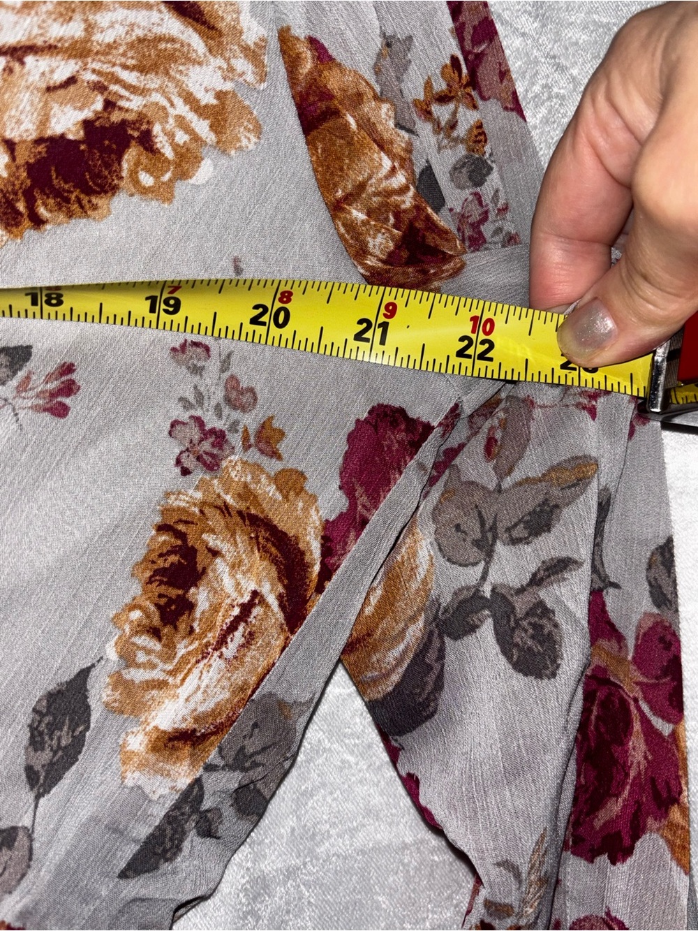 Maurices Taupe Floral Midi Dress with Rose and Burgundy Print Cottage - Picture 9 of 9